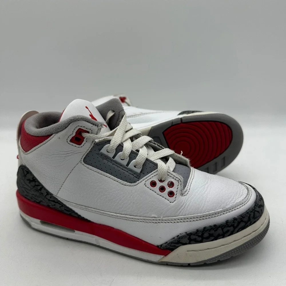 Jordan DM0967-160 Kids 6.5Y White Fire‎ Red Air Jordan 3 Retro Elephant Print